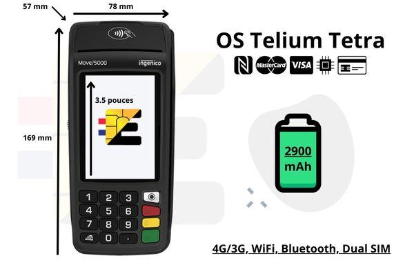 terminal de paiement ingenico move 5000 os telium tetra nfc visa mastercard cb 3G 4G bluetooth dualsim et sans contact