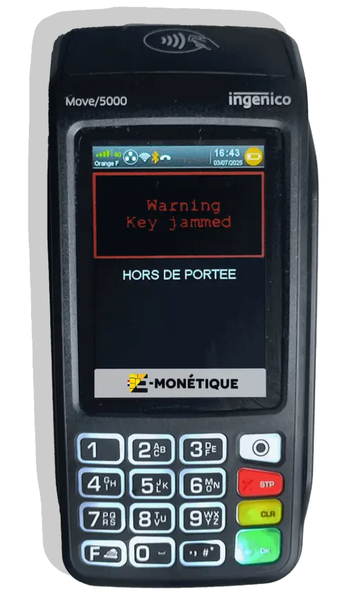 Message d'erreur Warning Key jammed sur TPE Ingenico