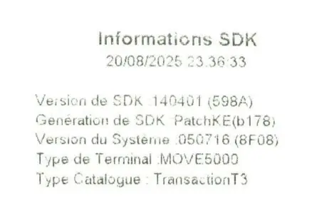 Ticket d'information version SDK sur TPE Ingenico gamme TETRA