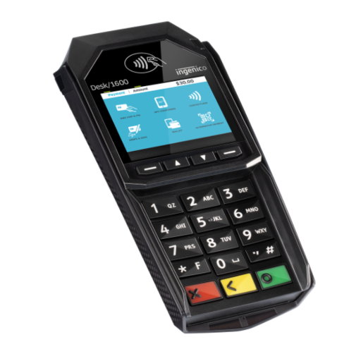 Pinpad Ingenico Desk 1600 : Paiement EMV, Sans Contact NFC et Apple Pay pour TPE Desk 5000.