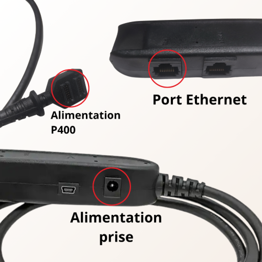 dongle pour p400 port ethernet alimentation prise et alimentation p400