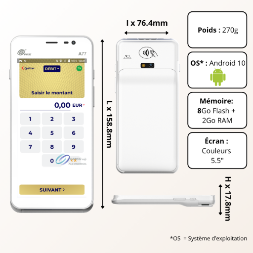 tpe pax a77 caractéristiques techniques