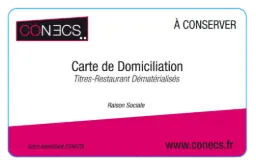 Visuel de la carte de domiciliation CONECS (blanche et rose) pour paramétrage TPE