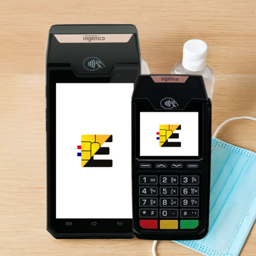 L'image montre un terminal de paiement fixe Ingenico DX4000 accompagné de son PIN pad déporté, le Ingenico Desk 1700. Ils sont mis en scène avec un masque chirurgical et du gel hydroalcoolique pour illustrer le thème de la sécurité sanitaire. Le texte à droite, titré 'Un PIN pad client additionnel pour plus d'hygiène' (surligné en jaune), présente le PINPAD Ingenico Desk 1700 comme une solution pour 'éviter à votre clientèle de toucher votre TPE'. Il explique que ce dispositif permet de 'séparer les interfaces de paiement' : le client utilise son propre terminal tandis que le commerçant manipule le sien. Cette séparation 'limite considérablement la transmission de germes' et bactéries. Le texte recommande ce dispositif pour maintenir des 'normes d'hygiène élevées', particulièrement dans les secteurs de la 'restauration et de l'alimentaire' Lecteur Pinpad Ingenico Desk 1700