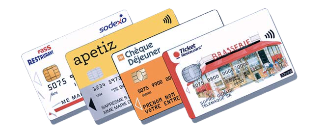 Image des cartes Titres Restaurant, Pass Restaurant, Apetiz, Chèque Déjeuner, et Ticket Restaurant