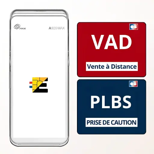 TPE PAX A920 MAX : VAD et prise de caution PLBS inclus nativement sans option payante Application PAX FRv6 sur terminal A920 MAX avec fonctions VAD vente à distance et PLBS caution