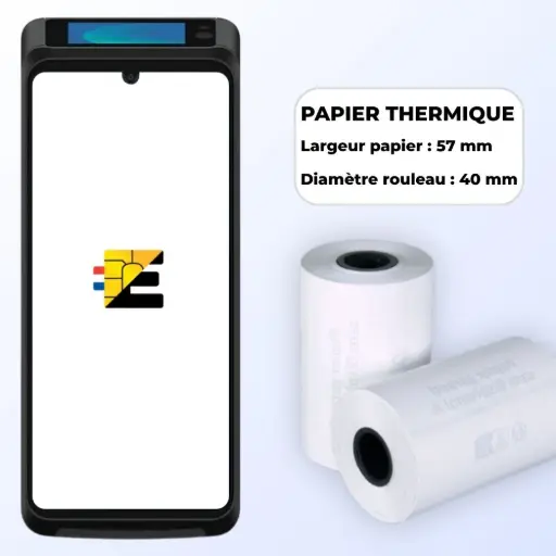 Bobines papier thermique 57 mm compatibles TPE Castles S1F4 MAX DUO, diamètre 40 mm