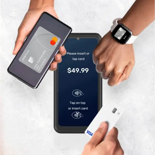 Paiement sans contact avec carte Mastercard et montre connectée sur terminal Castles S1E4 Pro