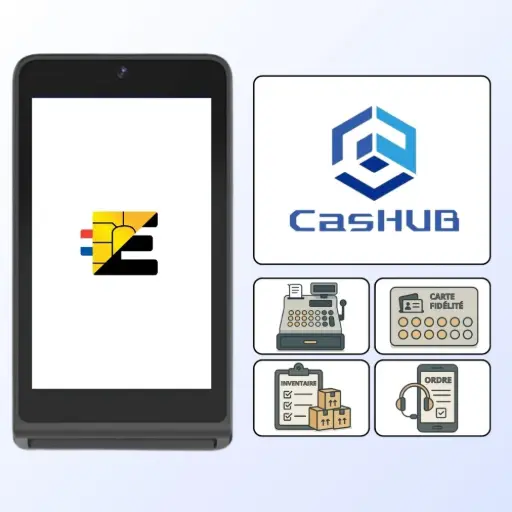 TPE Castles S1 MINI2 avec écosystème CasHUB Android : caisse, fidélité, inventaire, prise de commande