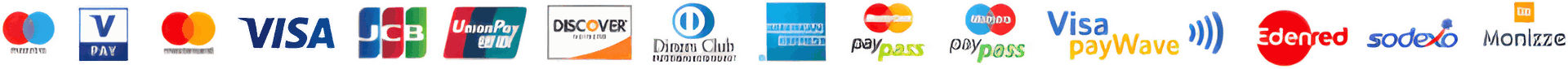 Logo Visa Mastercard JCB Union Pay Diners Club American Express paypass visa paywave edenred sodexo monizze