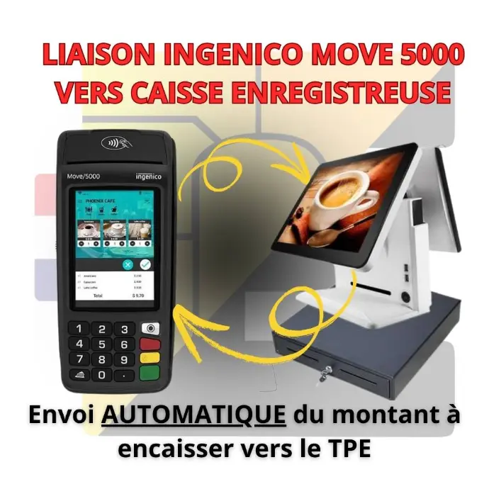 Liaison Ingenico Move 5000 vers Caisse Enregistreuse envoi du montant vers le TPE